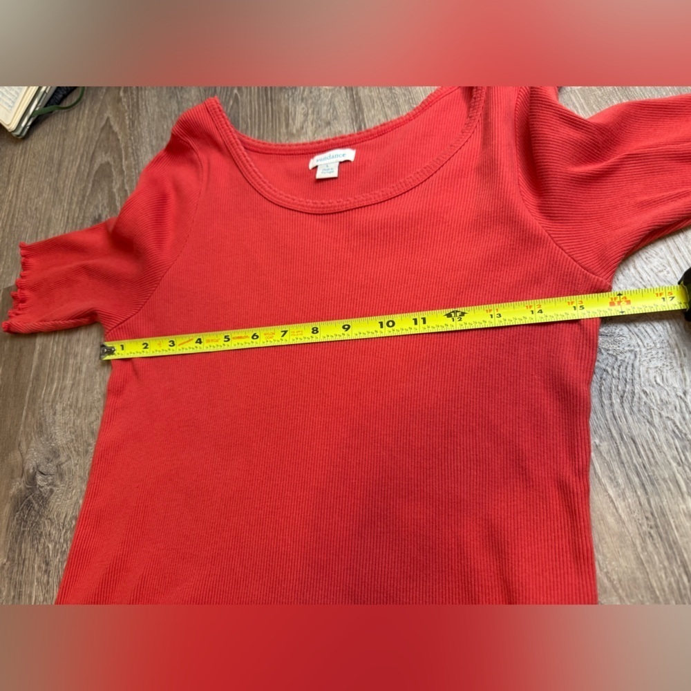 Sundance Red Ribbed Fitted Short Sleeve Large - Picture 5 of 7